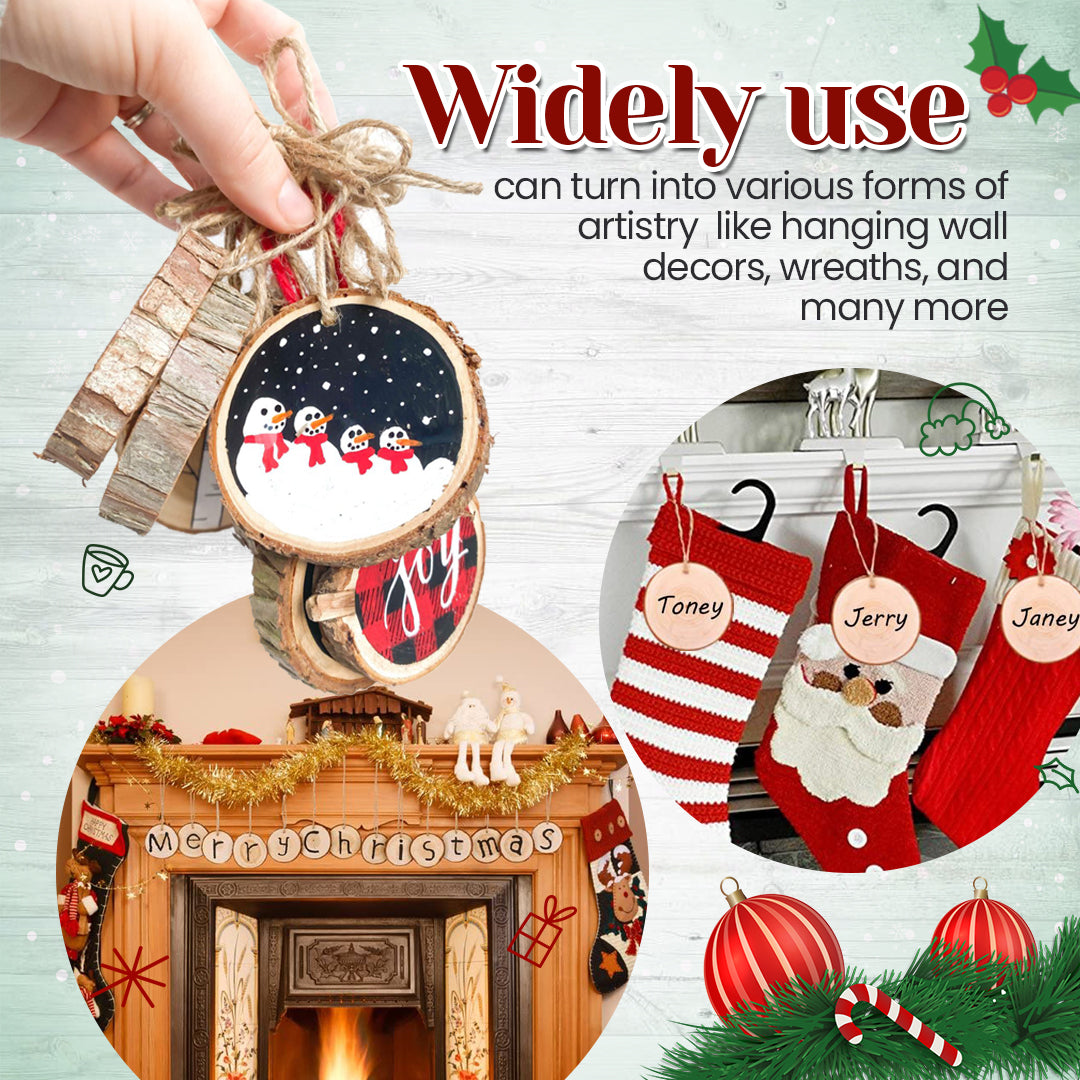 DIY Christmas Ornament Wood Log Slice Disc