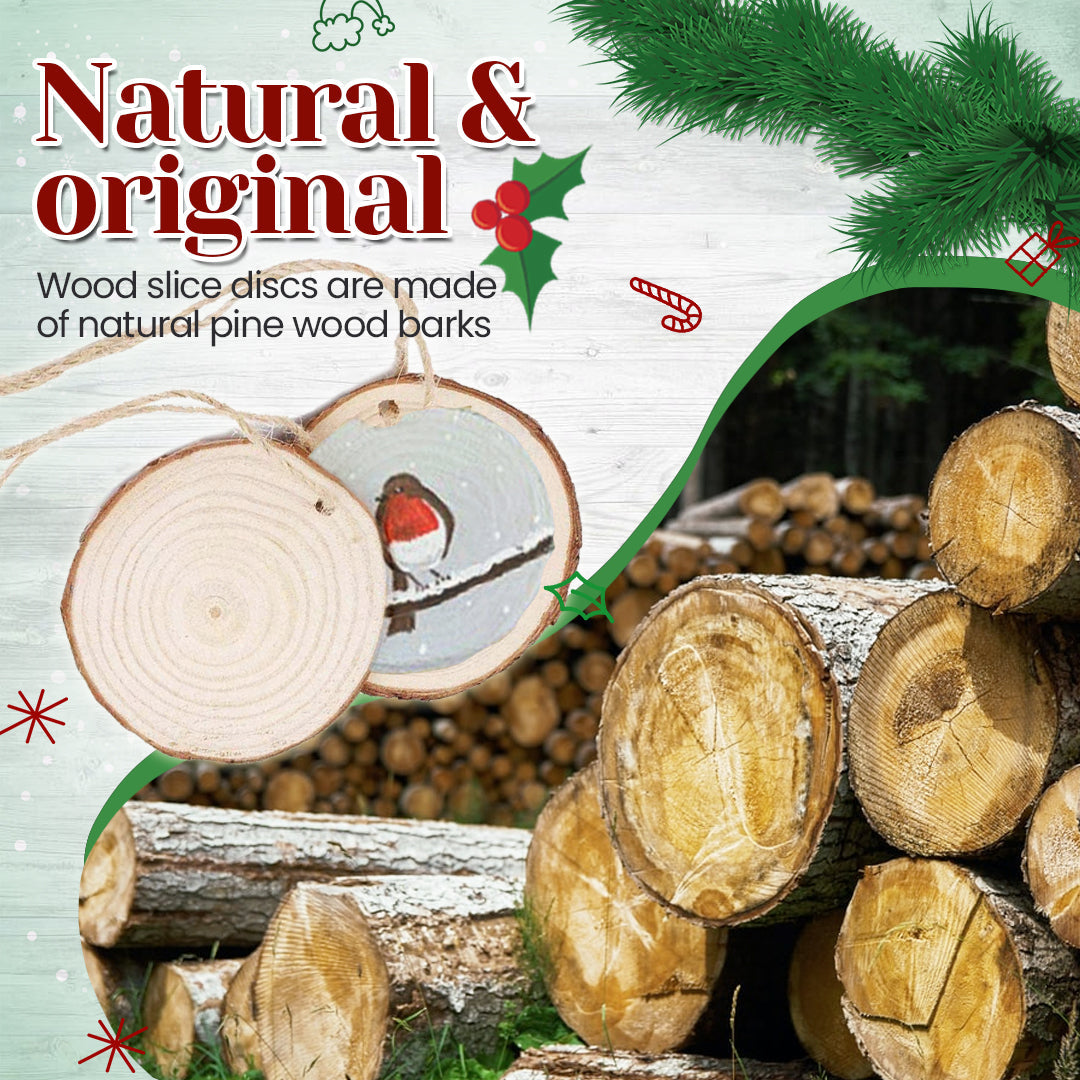 DIY Christmas Ornament Wood Log Slice Disc
