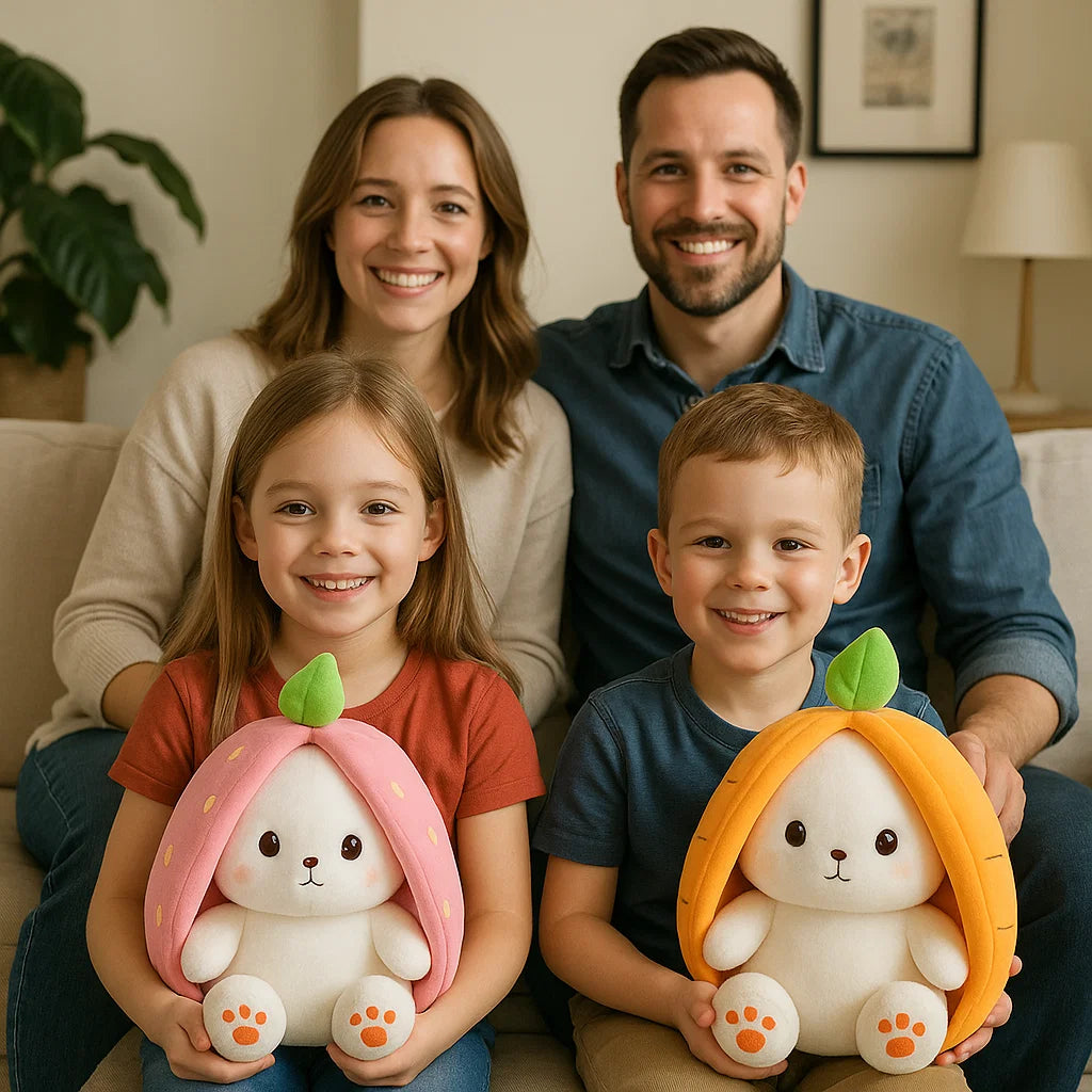 Transforming Bunny – Strawberry & Carrot Dual-Form Plush Toy